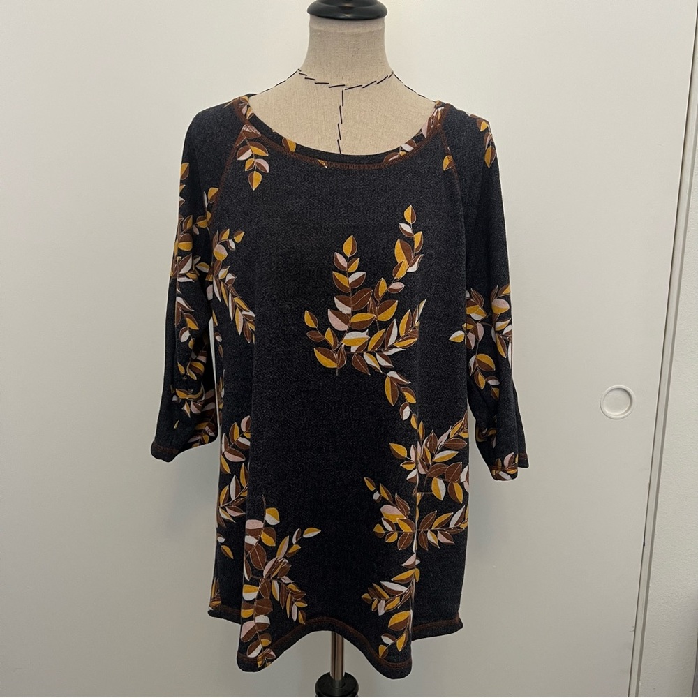 cj banks leaf print blouse